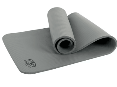 Athletic Works 12mm Fitness Mat, NBR Foam Gray Color, with Carry Strap, Size: 72inx23.5inx12mm